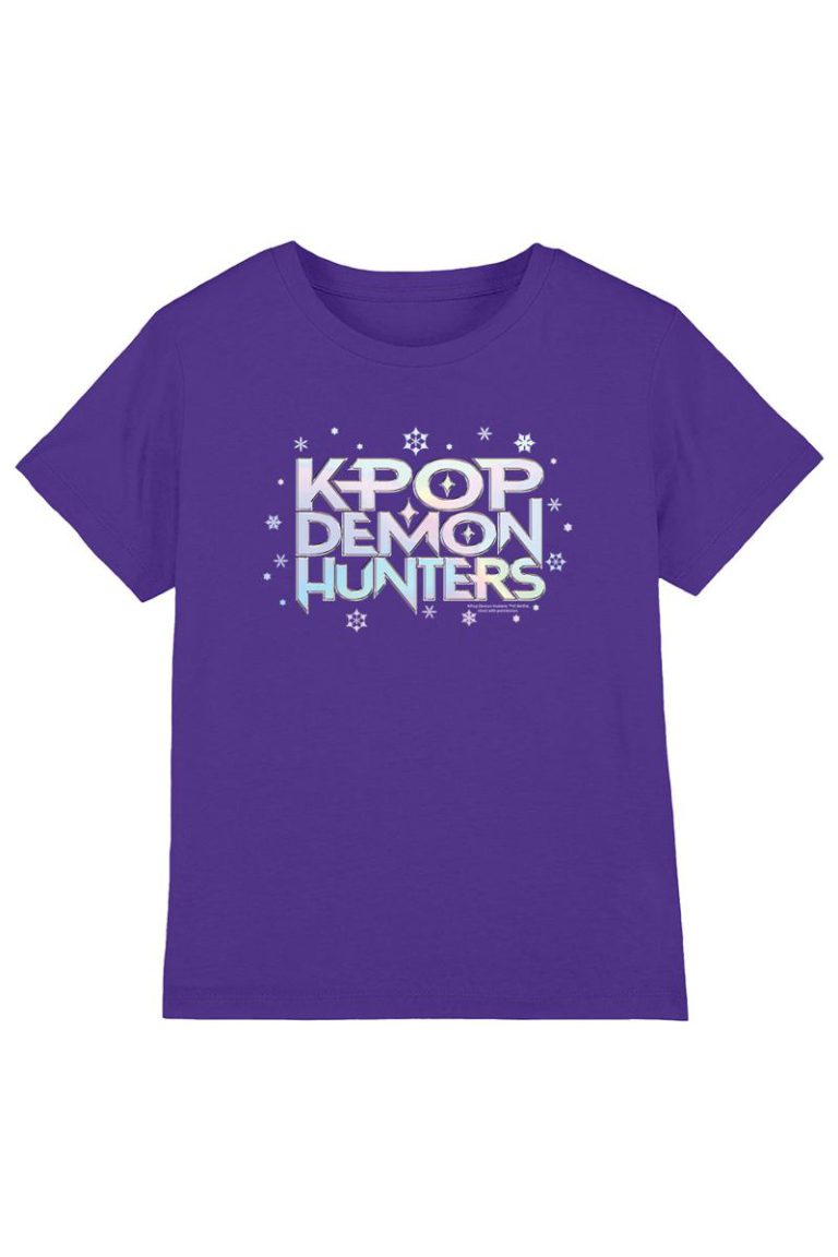KPop Demon Hunters Christmas Snowflake Logo Kids T Shirt, Purple from Debenhams