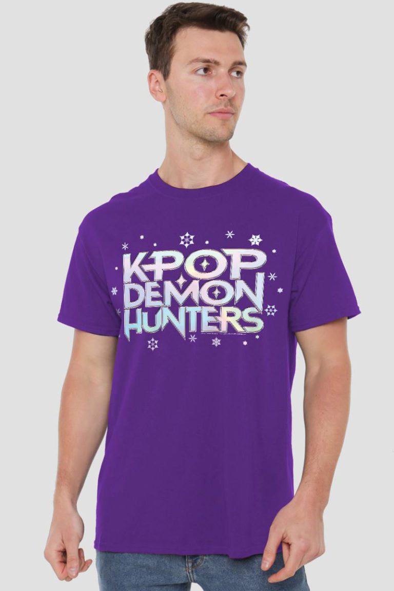KPop Demon Hunters Christmas Snowflake Logo T Shirt, Purple from Debenhams