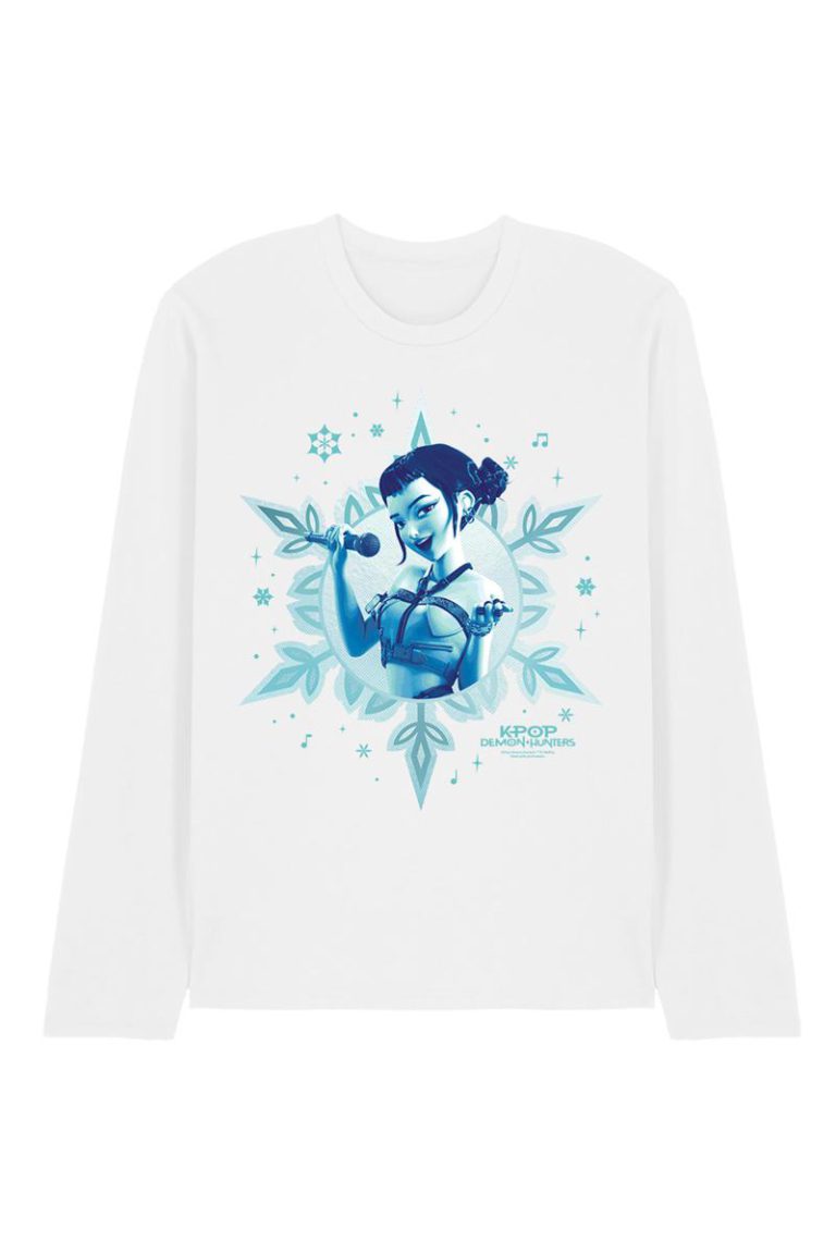 KPop Demon Hunters Christmas Zoey Snowflake Long Sleeve T Shirt, White from Debenhams