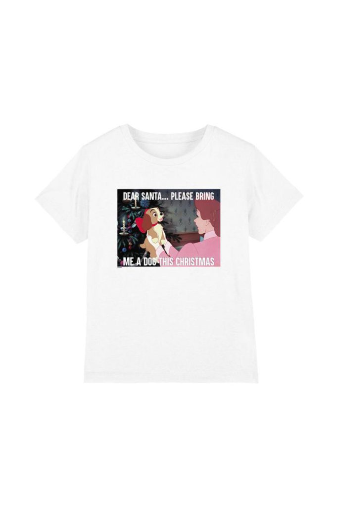 Lady And The Tramp Dog For Christmas Kids T-Shirt White from Debenhams