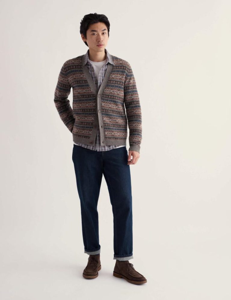 Lambswool Rich Fair Isle V Neck Cardigan Christmas jumper from Marks & Spencer