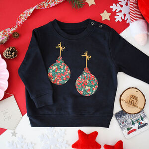 Liberty Of London Christmas Baubles Kids Jumper Navy from Not On The High Street