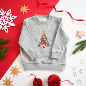 Liberty Of London Christmas Tree Children's Jumper Grey from Not On The High Street