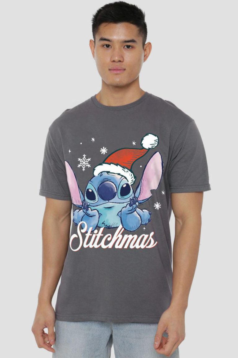 Lilo & Stitch A Stitchmas Christmas Mens T-Shirt Charcoal from Debenhams
