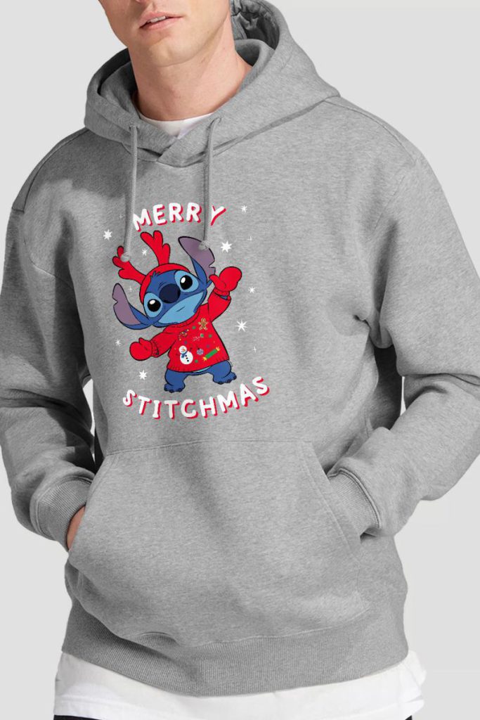 Lilo & Stitch Merry Stitchmas Christmas Sweater Hoodie Light Grey from Debenhams