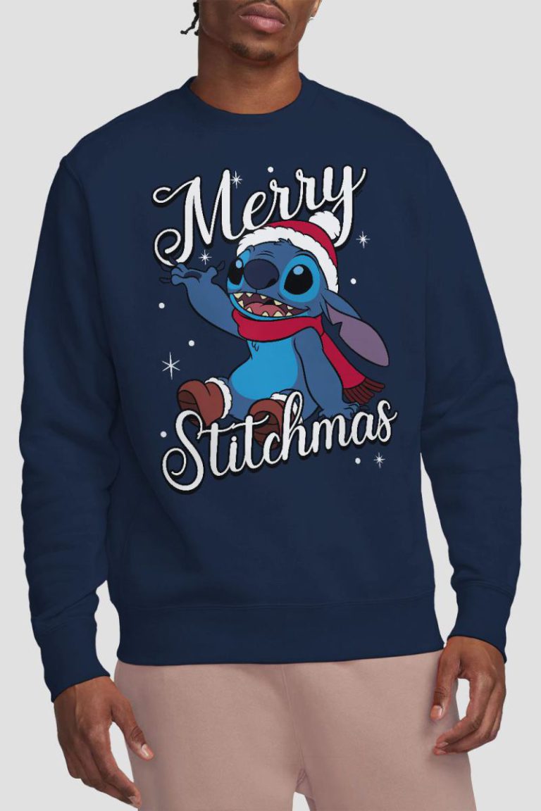 Lilo & Stitch Merry Stitchmas Santa Hat Sweatshirt Navy Christmas jumper from Debenhams