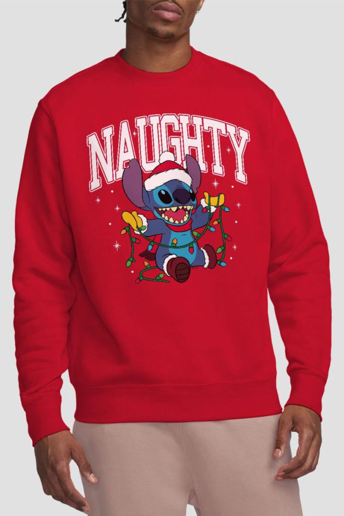 Lilo & Stitch Naughty Stitch Christmas Lights Sweatshirt Red from Debenhams