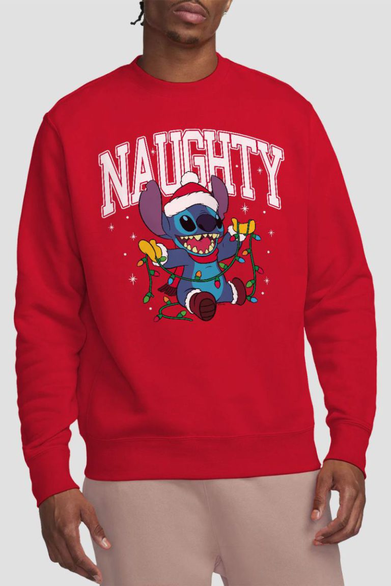 Lilo & Stitch Naughty Stitch Christmas Lights Sweatshirt Red from Debenhams