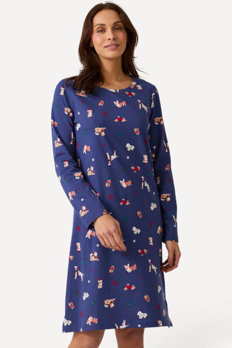 Long Sleeve Pure Cotton Jersey Christmas Nightdress from Debenhams
