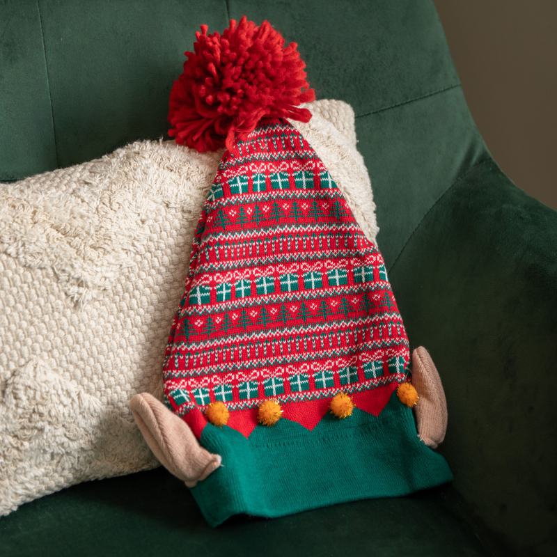 Luxury Red and Green Cotton Christmas Beanie Elf Hat from Debenhams