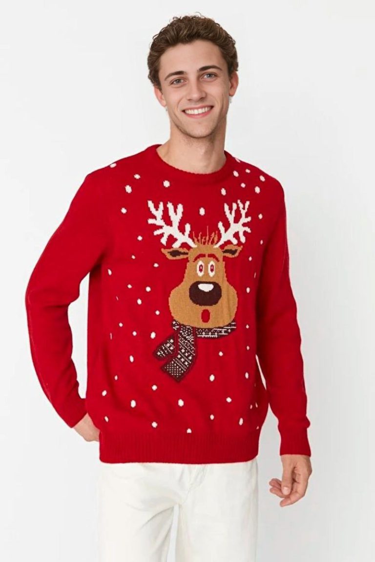 Men’s Crew Neck Christmas Reindeer Knit Sweater from Debenhams