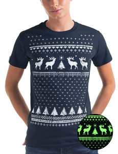 Mens Festive Christmas Reindeer Glow In The Dark Tshirt from Not On The High Street