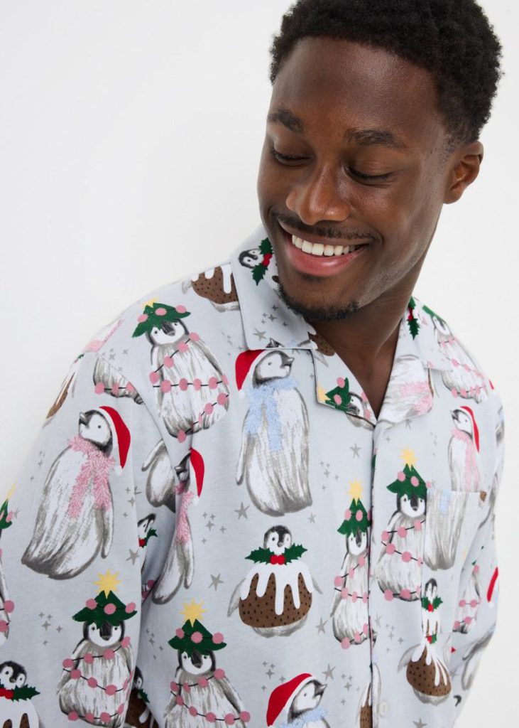 Mens Grey Penguin Christmas Family Pyjamas Extra small from Matalan