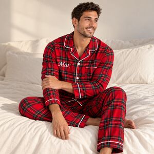Men's Personalised Tartan Luxury Christmas Brushed Cotton Pyjama from Not On The High Street