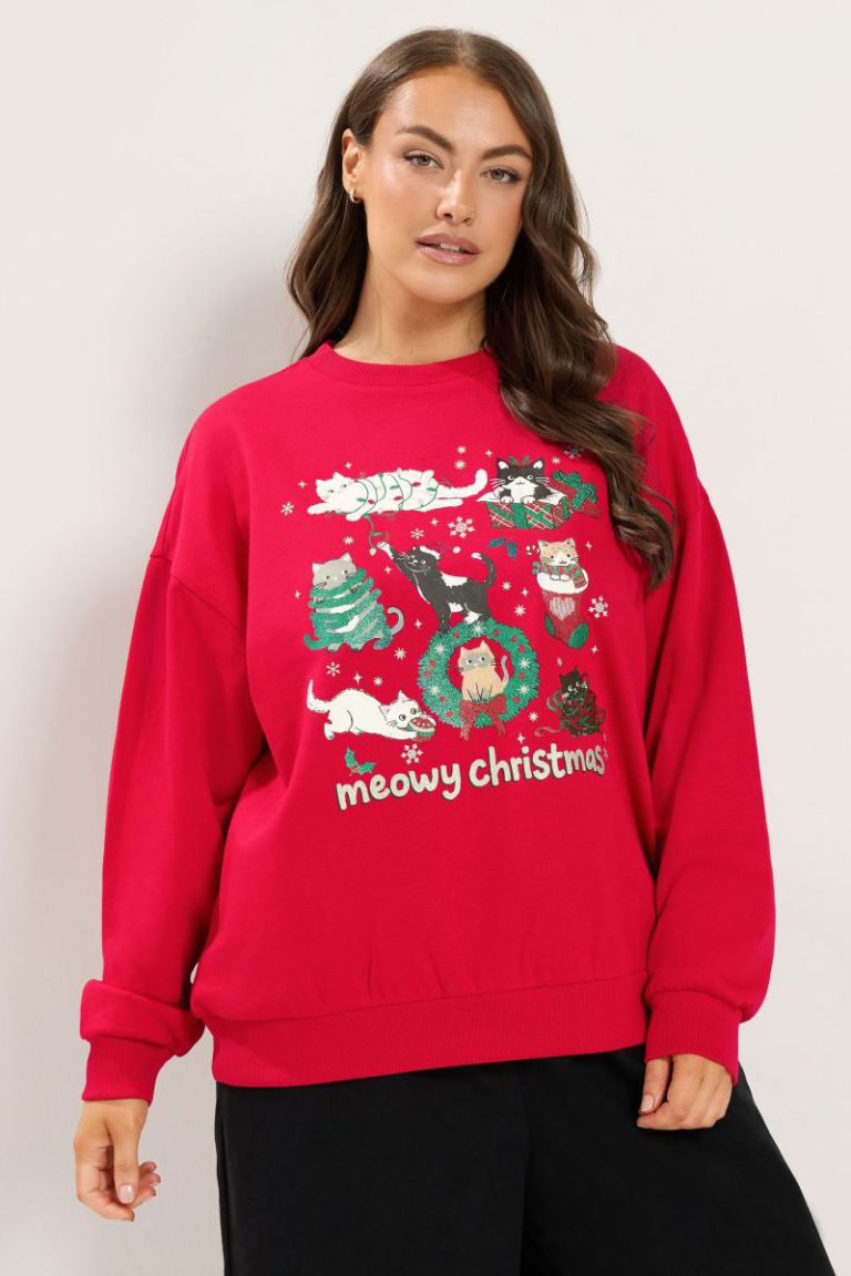 'Meowy Christmas' Glitter Cats Sweatshirt from Debenhams