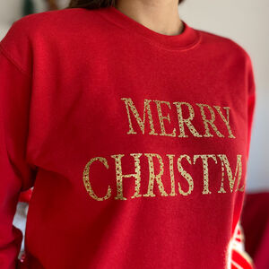 Merry Christmas Jumper With Gold Letters from Not On The High Street