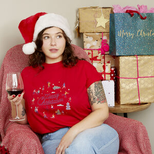 Merry Christmas Retro Festive Scene Christmas T Shirt from Not On The High Street