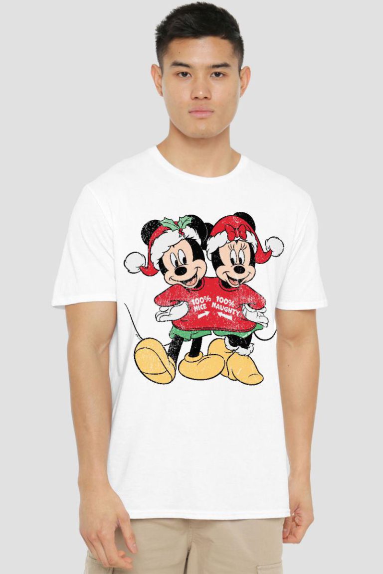 Mickey Mouse And Minnie Christmas Jumper Mens T-Shirt White from Debenhams