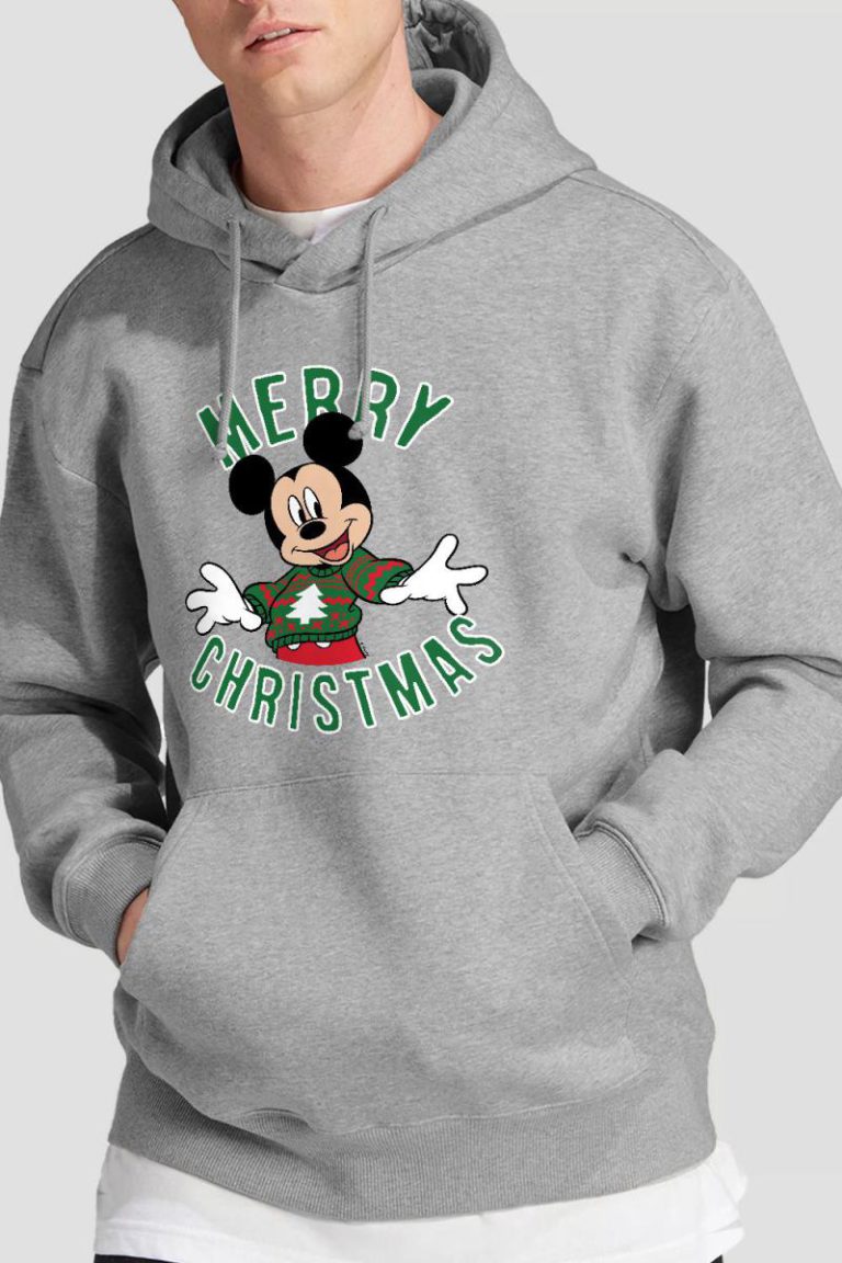 Mickey Mouse Christmas Jumper Hoodie Light Grey from Debenhams