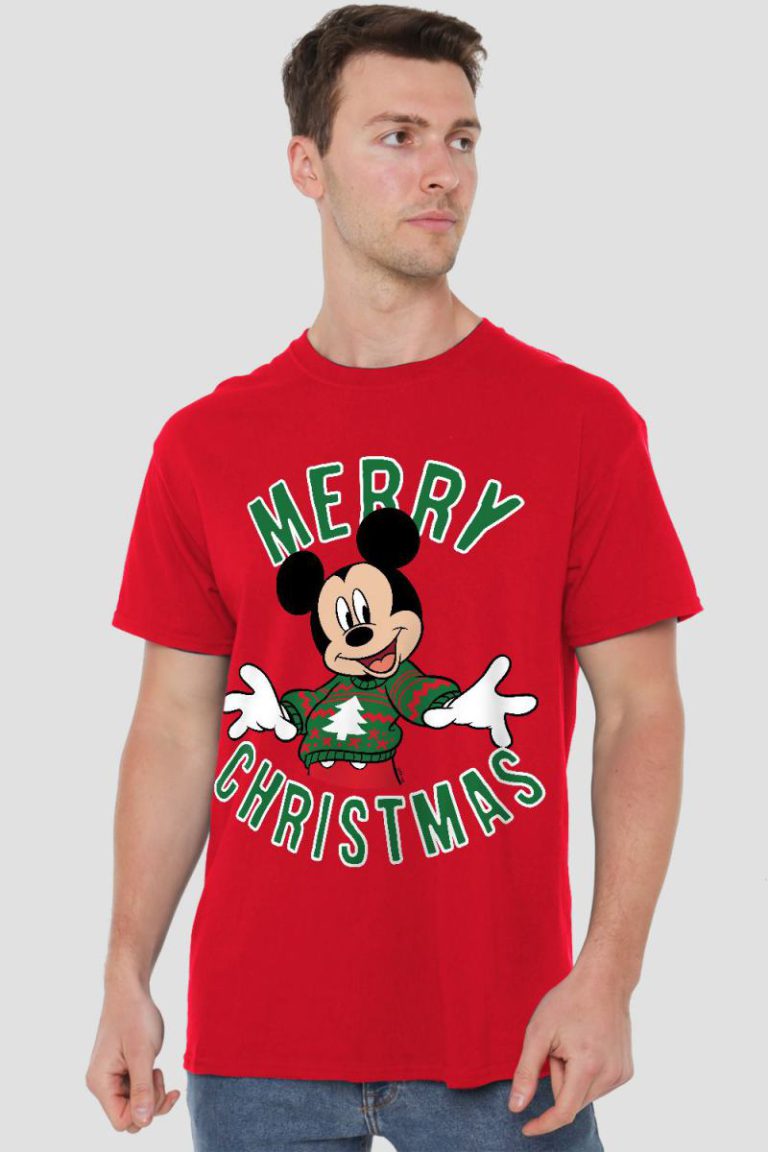 Mickey Mouse Christmas Jumper Mens T-Shirt Red from Debenhams