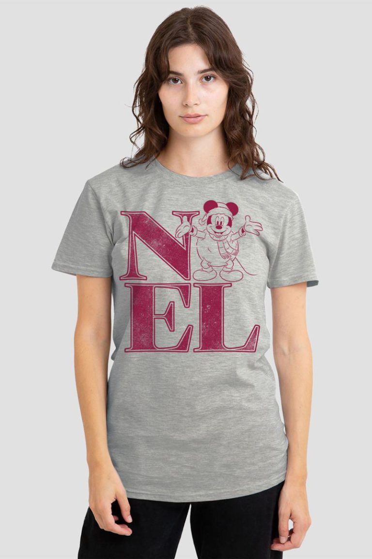 Mickey Mouse Christmas Noel Snowball T-Shirt, Athletic Heather from Debenhams