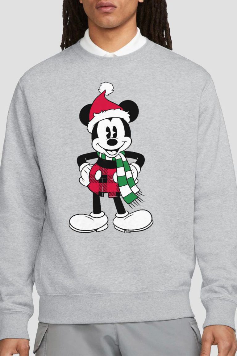Mickey Mouse Christmas Tartan Sweatshirt Light Grey from Debenhams
