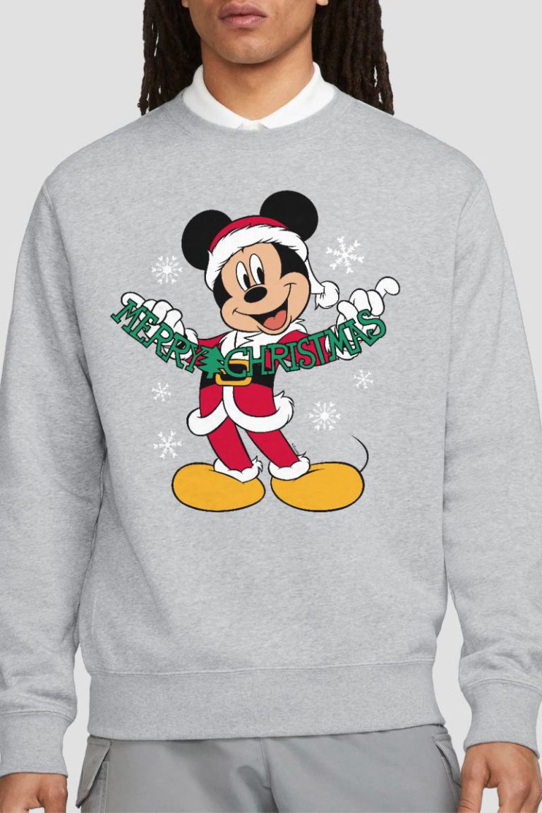 Mickey Mouse Merry Christmas Sweatshirt Light Grey from Debenhams