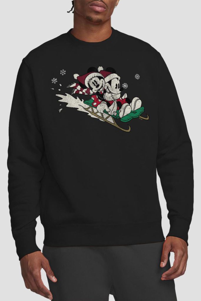 Mickey Mouse Sledding For Christmas Sweatshirt Black from Debenhams