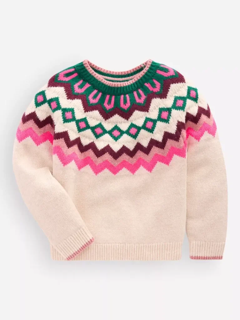 Mini Boden Kids' Eleanor Fair Isle Jumper Christmas jumper from John Lewis