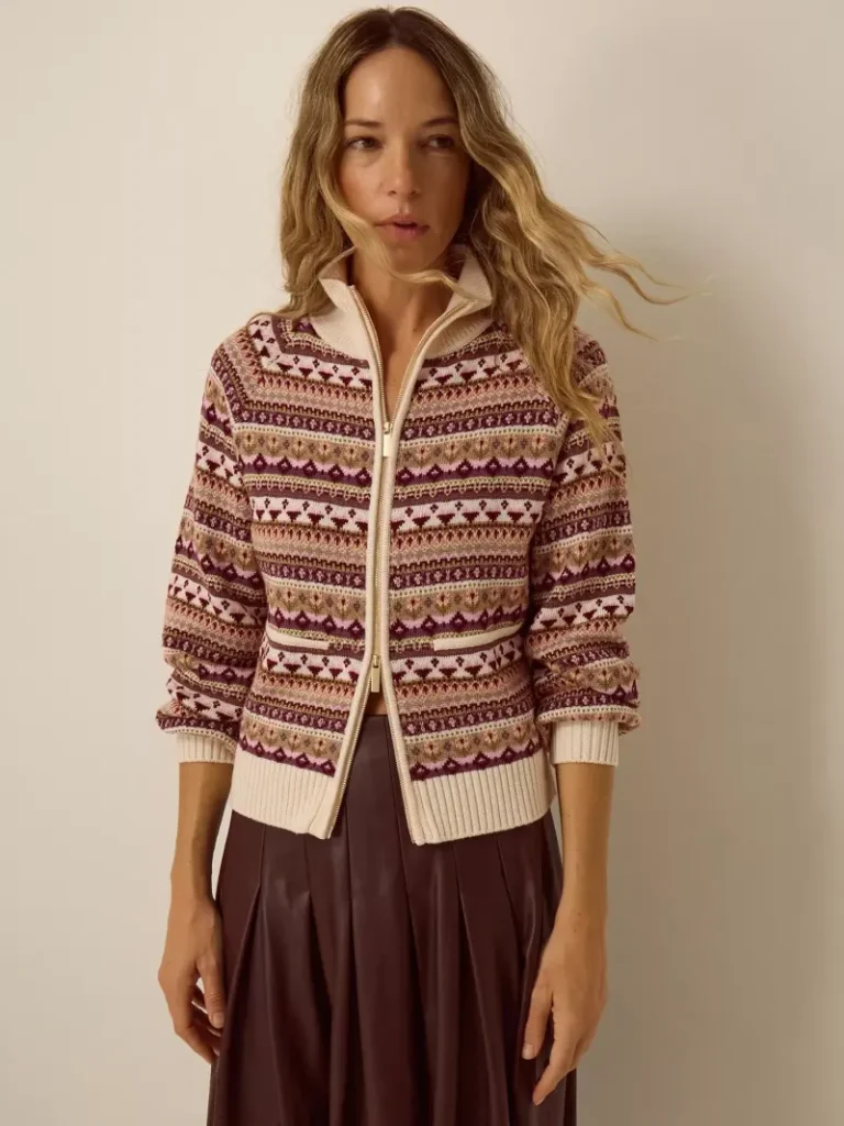 Monsoon Fie Fair Isle Cardigan, Ivory Christmas jumper from John Lewis