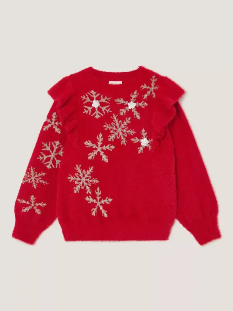 Monsoon Kids' Cindy Snowflake Jumper, Red Christmas jumper from John Lewis