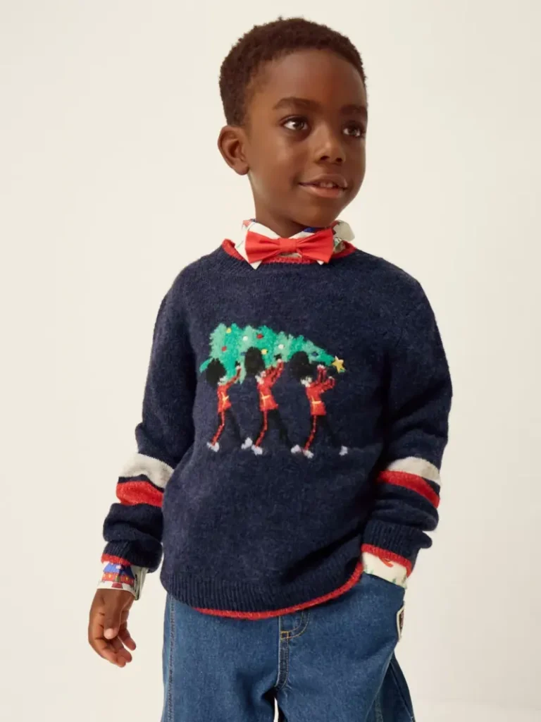 Monsoon Kids' London Guard Knit Christmas Jumper, Navy from John Lewis