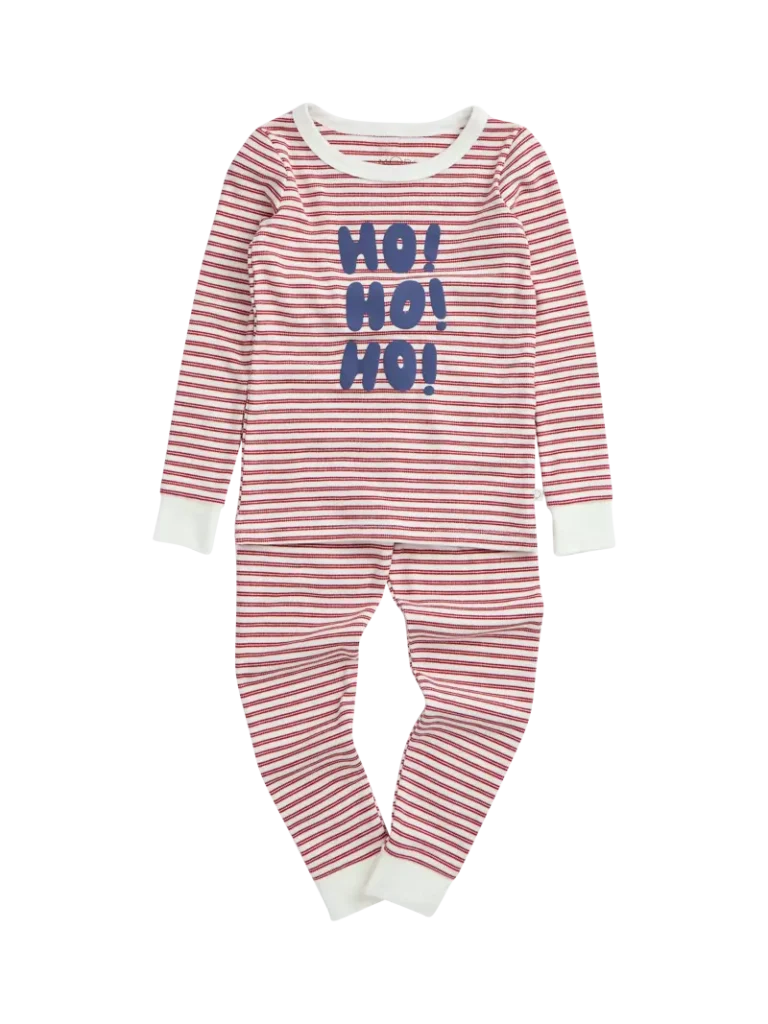 MORI Kids' Bamboo and Cotton Long Sleeved Christmas Pyjamas, Red/Multi from John Lewis