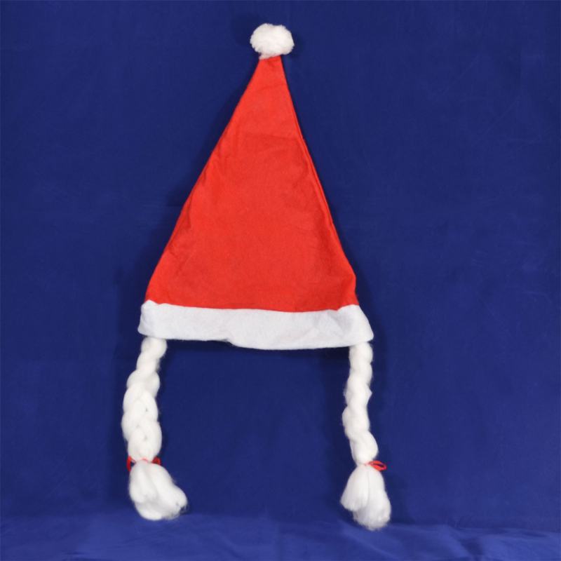 MS Santa Hat with Plaits & Ribbon Santa Claus Fancy Dress Fun Party Accessories Novelty Xmas from Debenhams