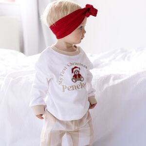 My First Christmas 2026 Embroidered Personalised Bear Checked Pyjamas from Not On The High Street
