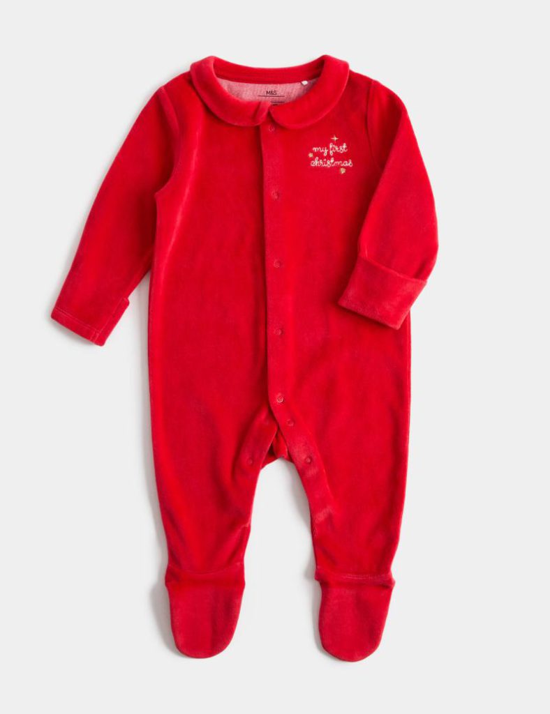 My First Christmas Velour Sleepsuit (7lbs -12 Mths) from Marks & Spencer