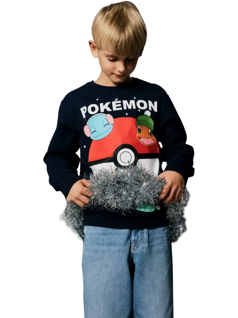 NAME IT Kids' Pokémon Christmas Jumper, Navy Blazer from John Lewis