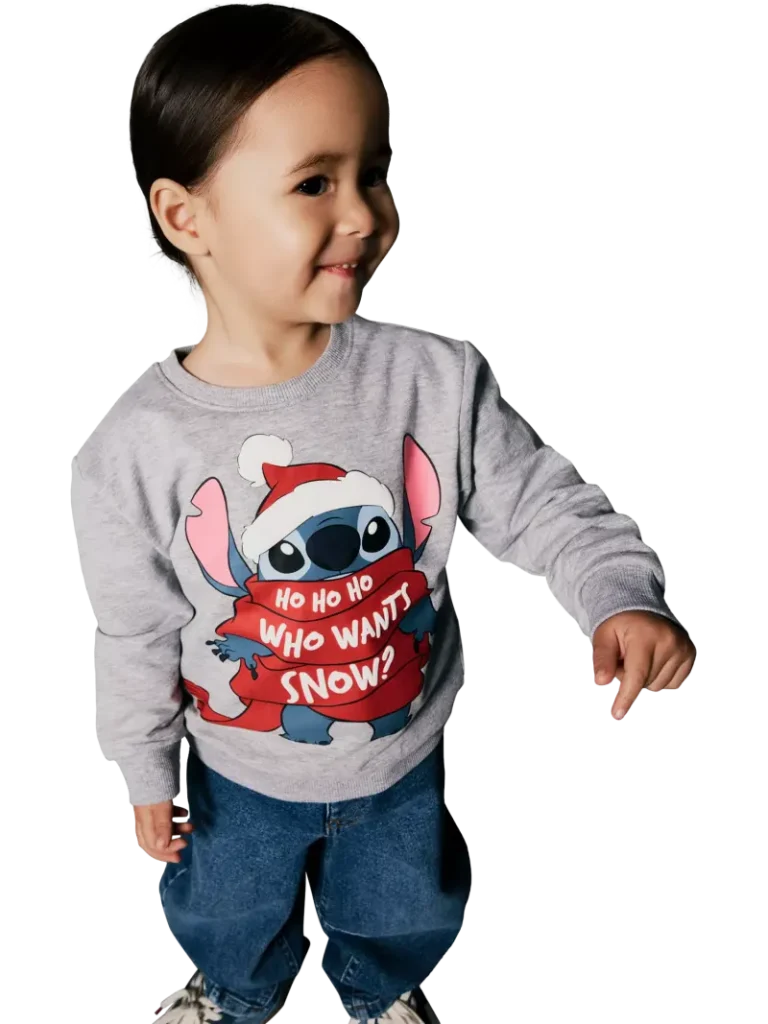 NAME IT Kids' Stitch Christmas Jumper, Grey Melange from John Lewis