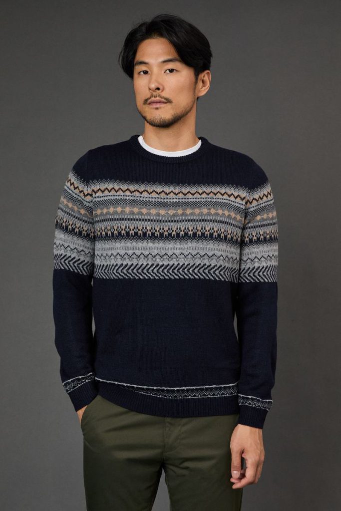 Navy Fairisle Placement Christmas Jumper from Debenhams