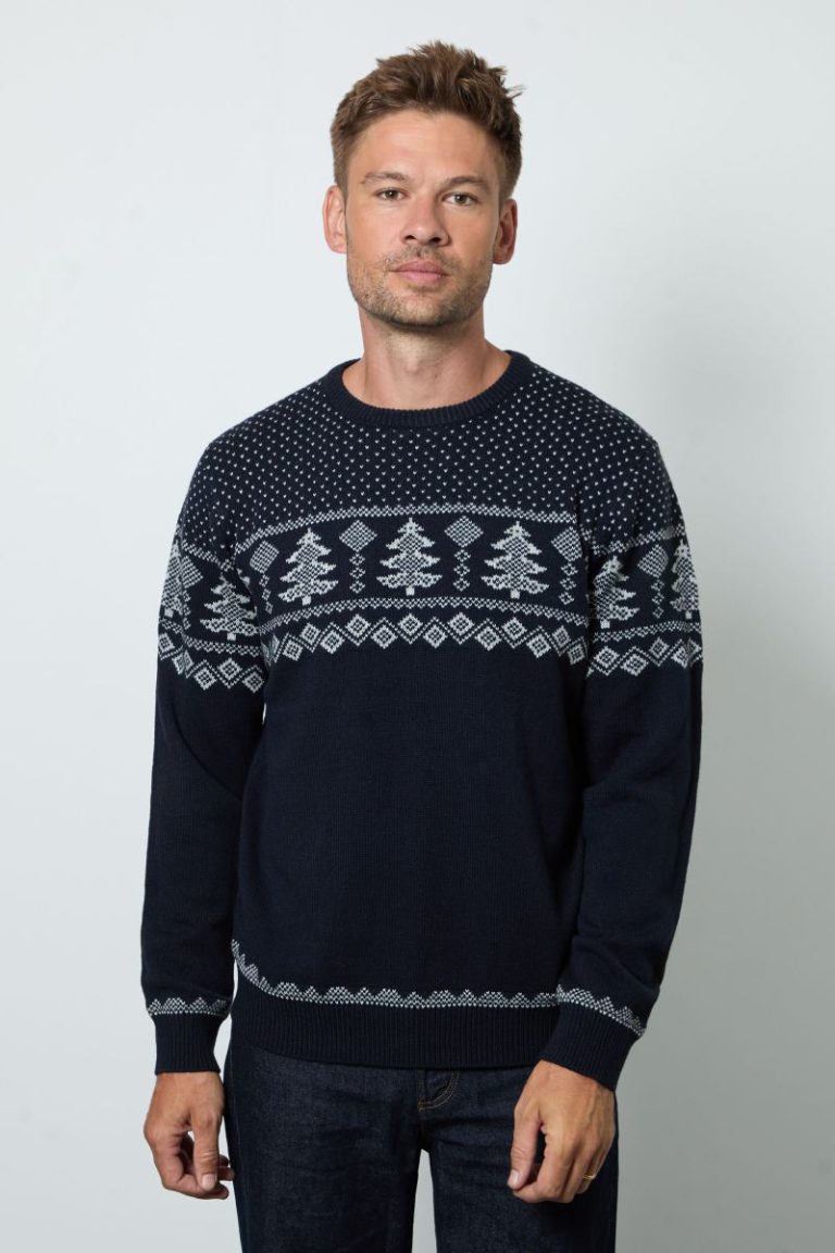 Navy Knitted Christmas Jumper from Boohoo