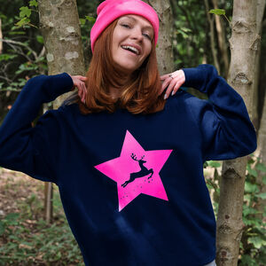 Neon Star Reindeer Christmas Jumper Sweatshirt from Not On The High Street