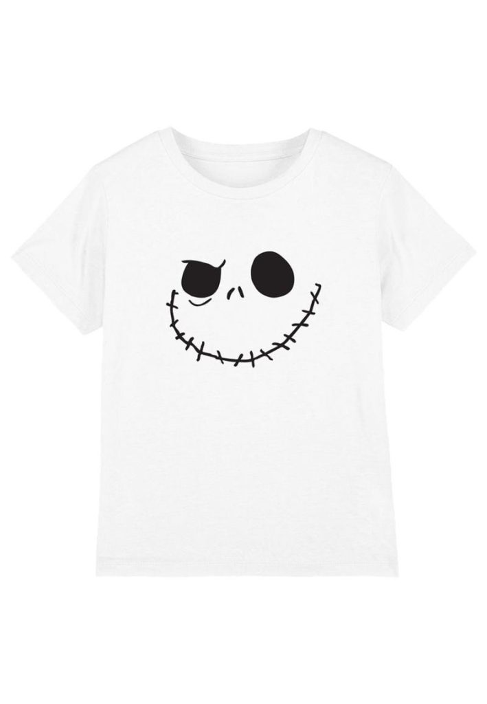 Nightmare Before Christmas Jack Skellington Smile Face Kids T-Shirt, White from Debenhams