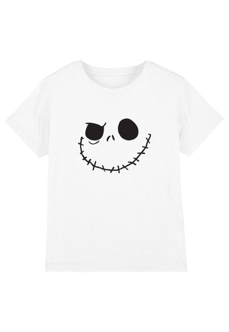 Nightmare Before Christmas Jack Skellington Smile Face Kids T-Shirt, White from Debenhams