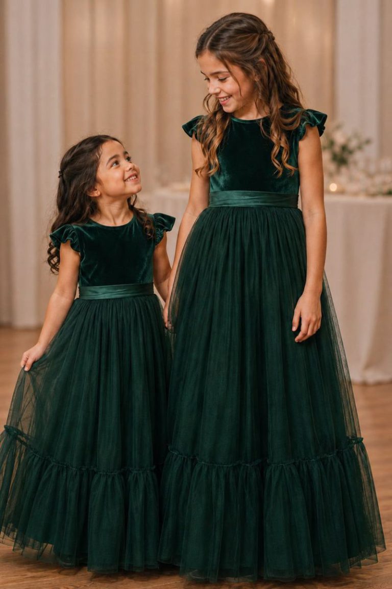 Noel in Forest Green Party or Flower Girl Dress Christmas jumper from Debenhams