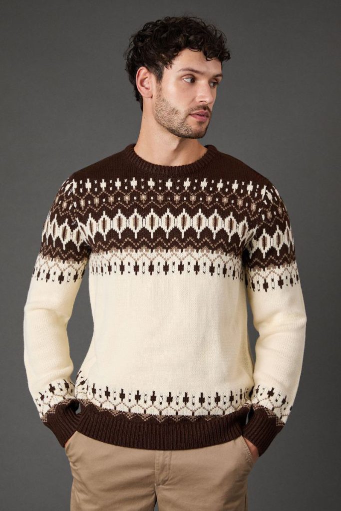Off White Chunky Fairisle Pattern Knitted Christmas Jumper from Debenhams