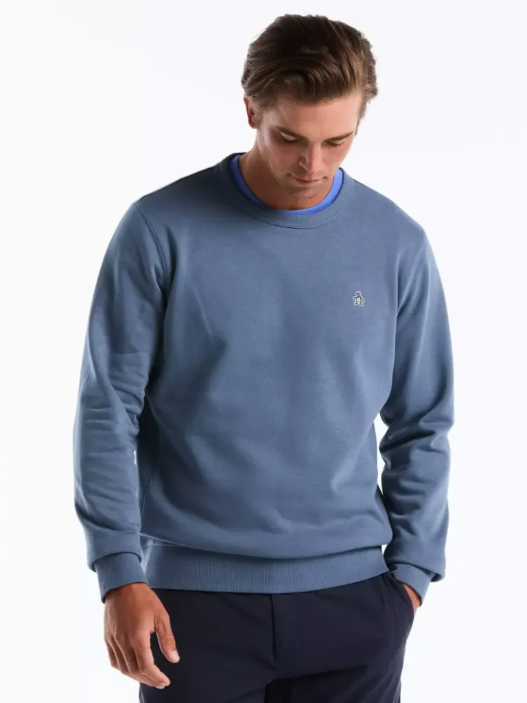 Original Penguin Cotton Blend Crew Neck Sweatshirt, Blue Christmas jumper from John Lewis