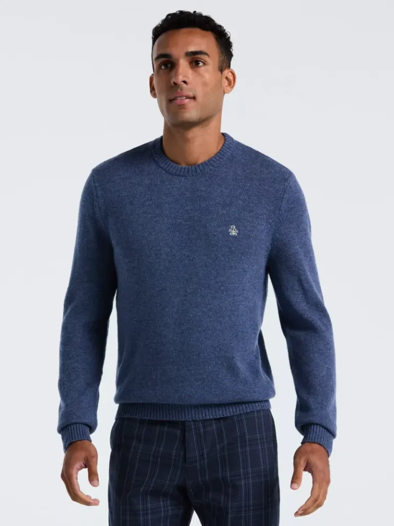 Original Penguin Lambswool Sweater, Charcoal, Sargasso Sea Christmas jumper from John Lewis