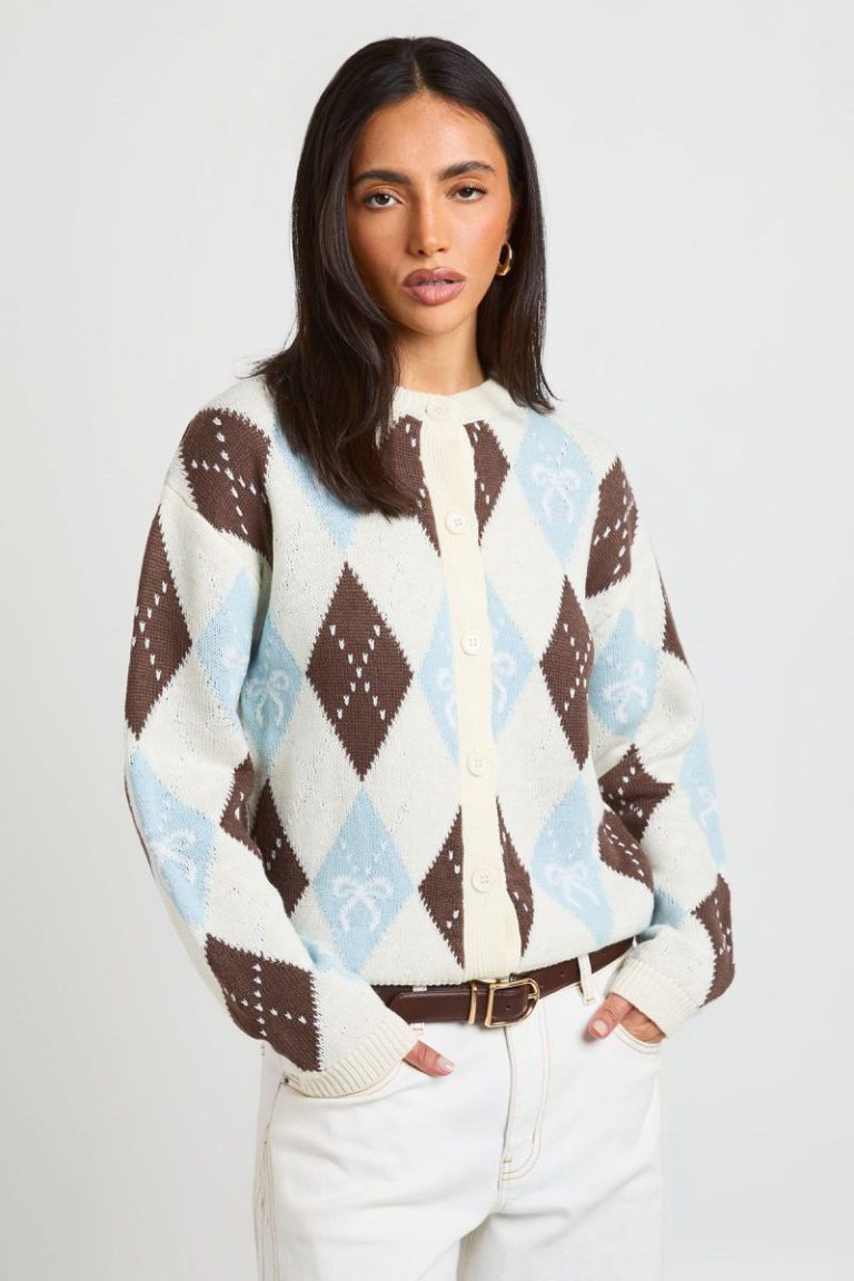 Oversized Argyle Bow Christmas Cardigan from Debenhams