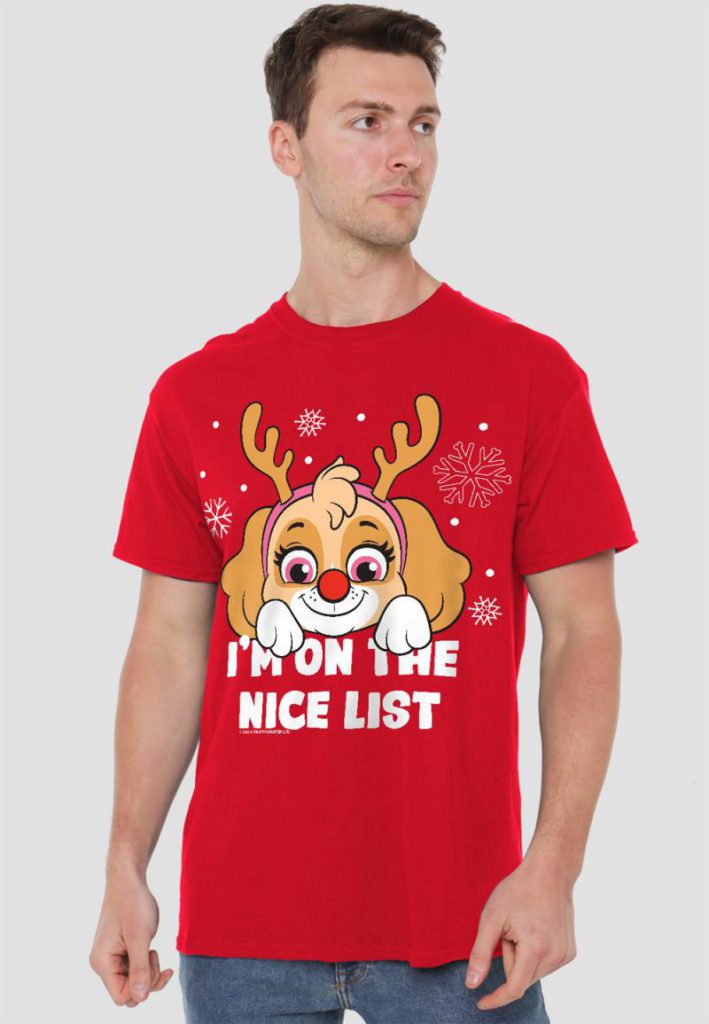Paw Patrol Skye Nice Christmas List Unisex Adult T Shirt, Red from Debenhams