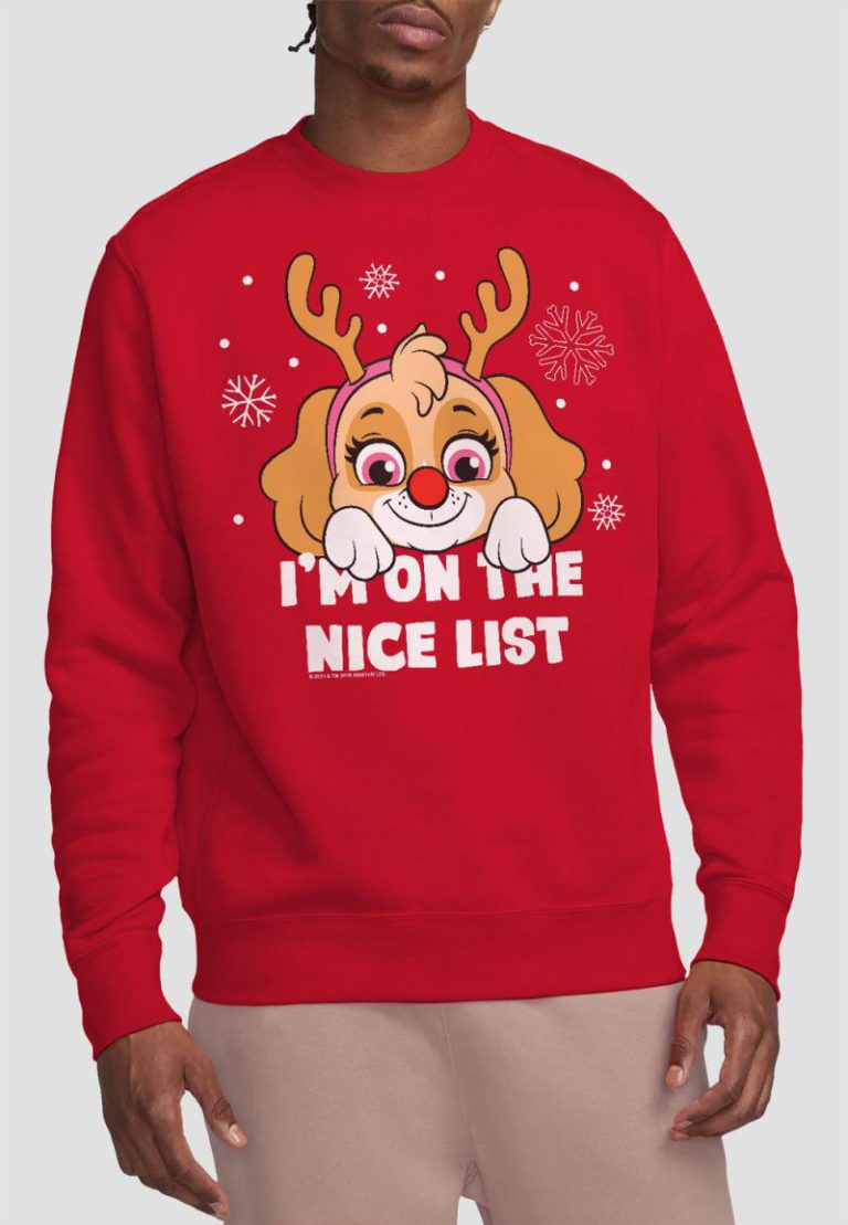 Paw Patrol Skye Nice Christmas List Unisex Crew Sweatshirt, Red from Debenhams